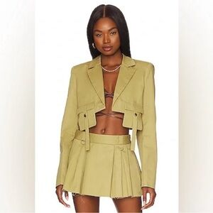 BY.DYLN Porter Jacket Blazer Crop Jacket Light Khaki ✨NEW Sz Small